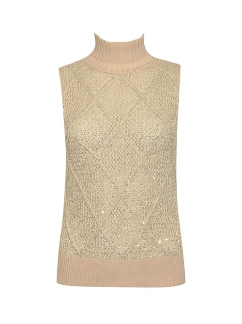 Top dolcevita in misto lana con paillettes Talco D. Exterior | 616364TALC